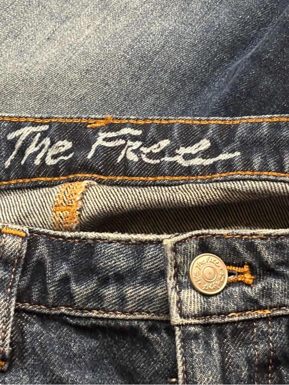 We The Free Denim Mini Skirt Size 29 Raw Hem Blue Jean Skirt Free People - Picture 5 of 6